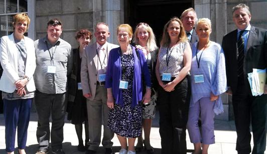 Senator Ivana Bacik; Joseph Kavanagh, YADA Ireland; Dr Sandrine Brisset, Assistant Professor Paul Horan, School of Nursing and Midwifery, Trinity; Maureen Kelly nee Horan; Professor Sarah Alynstacey, Director of the Centre for Medieval and Renaissance Studies, Trinity; Olivia English Kissane; Dr Sharon Greene (Castledermot Historical Society); Dr Gerald Morgan, The Chaucer Hub; Senator Sean Barrett.